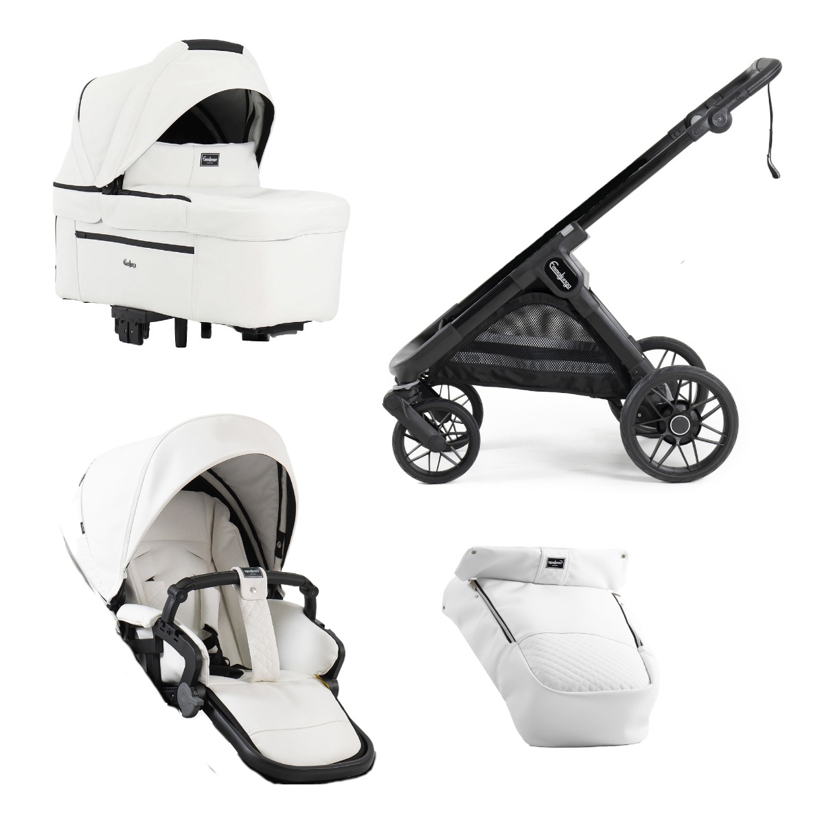 Emmaljunga Sento Max White Leatherette vankrikomplekt